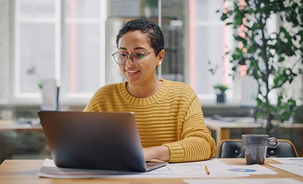 Woman using a laptop